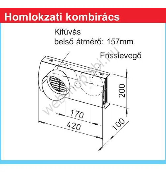 IP-FKB 125 tip. NA125 mm HELIOS Kombi külső rács IsoPipe szigetelt csőrendszerhez