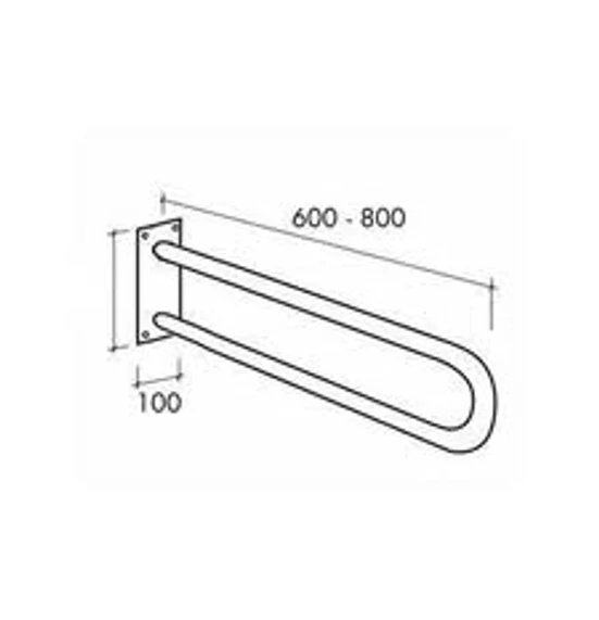 U alakú fix fali kapaszkodó, szinterezett acél fehér, 800 mm, átmérő 30 mm