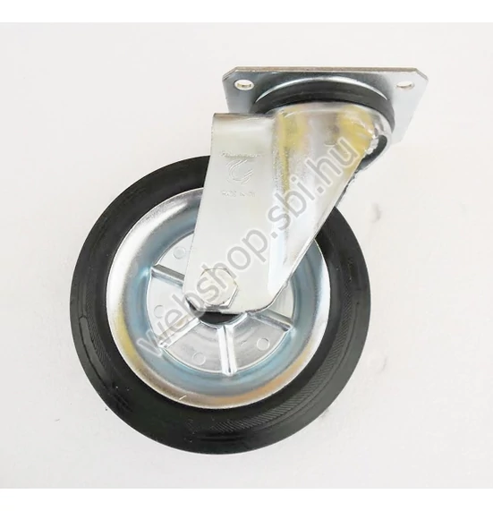 LAG B+M22 12321 talplemezes forgóvillás fémtárcsás fekete gumis futófelületű kerék Ø 150 mm