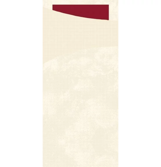 Tissue Sacchetto uni, pezsgő színű, bordó szalvétával, 8, 5x20 cm, 5x100=#