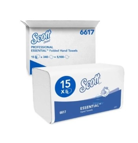 Kimberly Clark  Essential Interfold V hajtott kéztörlő, 1réteg, fehér, 21,2x20cm