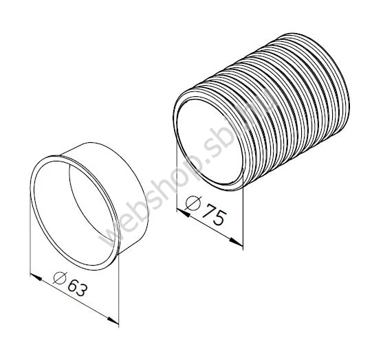 FRS-R 75 tip. HELIOS Flexibilis szellőző cső  (50 m) NA 75 mm