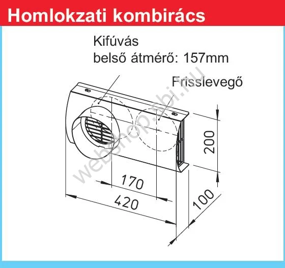 IP-FKB 160 tip. NÁ 160 mm HELIOS Kombi külső rács IsoPipe szigetelt csőrendszerhez