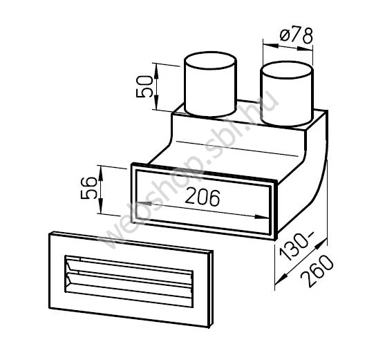 FRS-WBS 2-75 tip. HELIOS Fali átvezető készlet ráccsal, könyök kivitelben, FRS flexibilis csővezeték rendszerhez NA 75 mm