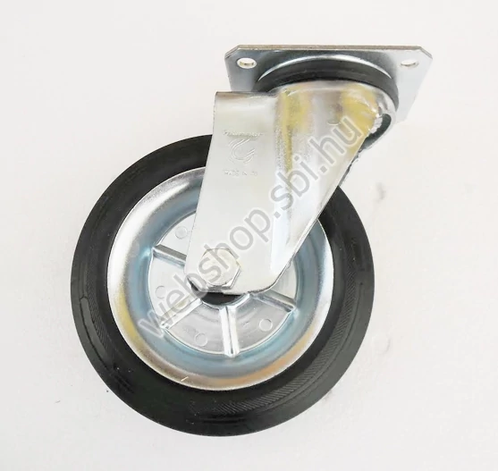 LAG B+M22 12321 talplemezes forgóvillás fémtárcsás fekete gumis futófelületű kerék Ø 150 mm