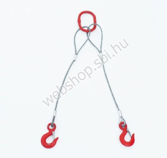 G típusú kétágú drótkötél függeszték horoggal Ø 18 x 1000 mm